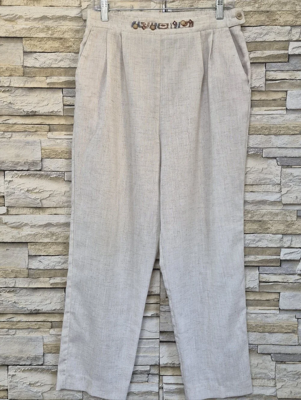 Vintage ​City Girl 2Pc Set Woman's 8/12 Beige Boho Western Linen Classic Retro